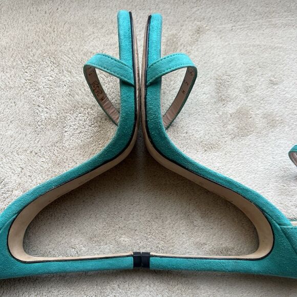 Stuart Weitzman Nudist Turquoise Teal Suede Stiletto Heeled Sandals Women 5 M - Picture 7 of 16